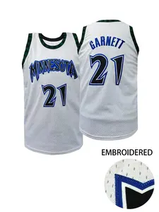 Men's Letter & Number Embroidery Basketball Jersey, Breathable Comfortable Basketball Vest, Minnesota #21 Basketball Clothing for Games, Training & Casual Wear Athletic Tops, Stylish Jersey