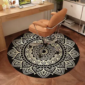 Mandala Pattern Round Rug for Living Room, 3Ft Round Washable Rug, Small Circle Kitchen Area Rugs, Non Slip Low Pile Circular Rugs, Soft Round Carpet for Bedroom, Office, Kitchen Entryway, Bathroom