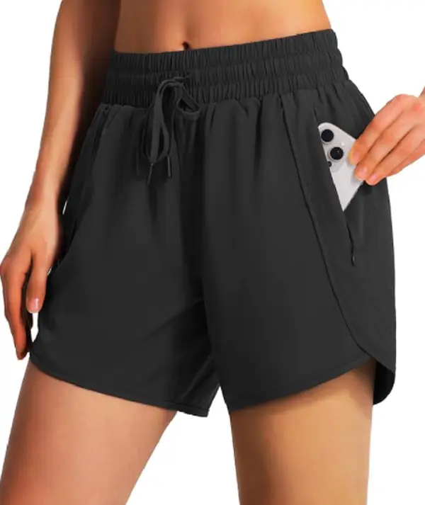 ASPO Women's Sporty Chic Active 5-Inch Quick-Dry Outdoor Shorts, Water-Resistant with Zipper Deep Pockets for Hiking, Running