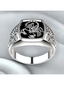 New Creative Scorpio Embossed Men's Ring European and American 925 Silver Plated Scorpion Anniversary Ring