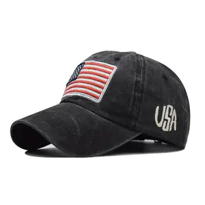 Vintage Men Letter Baseball Cap Classic American Flag Washed Cotton Hat Baseball Cap Golf Hat Adjustable Original Classic Low Profile Hat