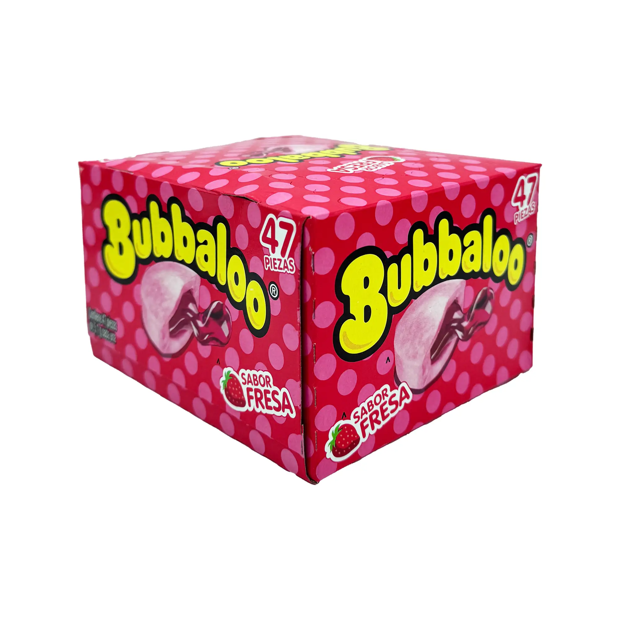 Bubbaloo Sabor Fresa Strawberry Flavored Gum 47 Pieces Mexican Candy Dulces Mexicanos Sweet Chewy Snack Bonbon Juicy
