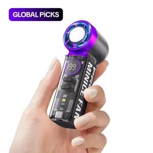 Handheld Mini Turbo Fan With Ice Compress, USB 3000mAh Rechargeable, 199 Speeds Multifunction Portable Fan with Flashlight, Rechargeable Personal Fan, Pocket Design for Travel/Summer, Valentines Day Gifts for Her #GLOBAL PICKS