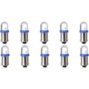 10 Pack Blue BA9S 57 Bayonet LED Bulb For Gauge Cluster Instrument Panel Light Lamp