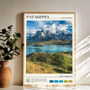 Natural Splendor of Patagonia Wall Art Vintage Black and White Art Posters Funky Aesthetic Canvas Prints Retro Bar Cart Decor for Bar Bedroom