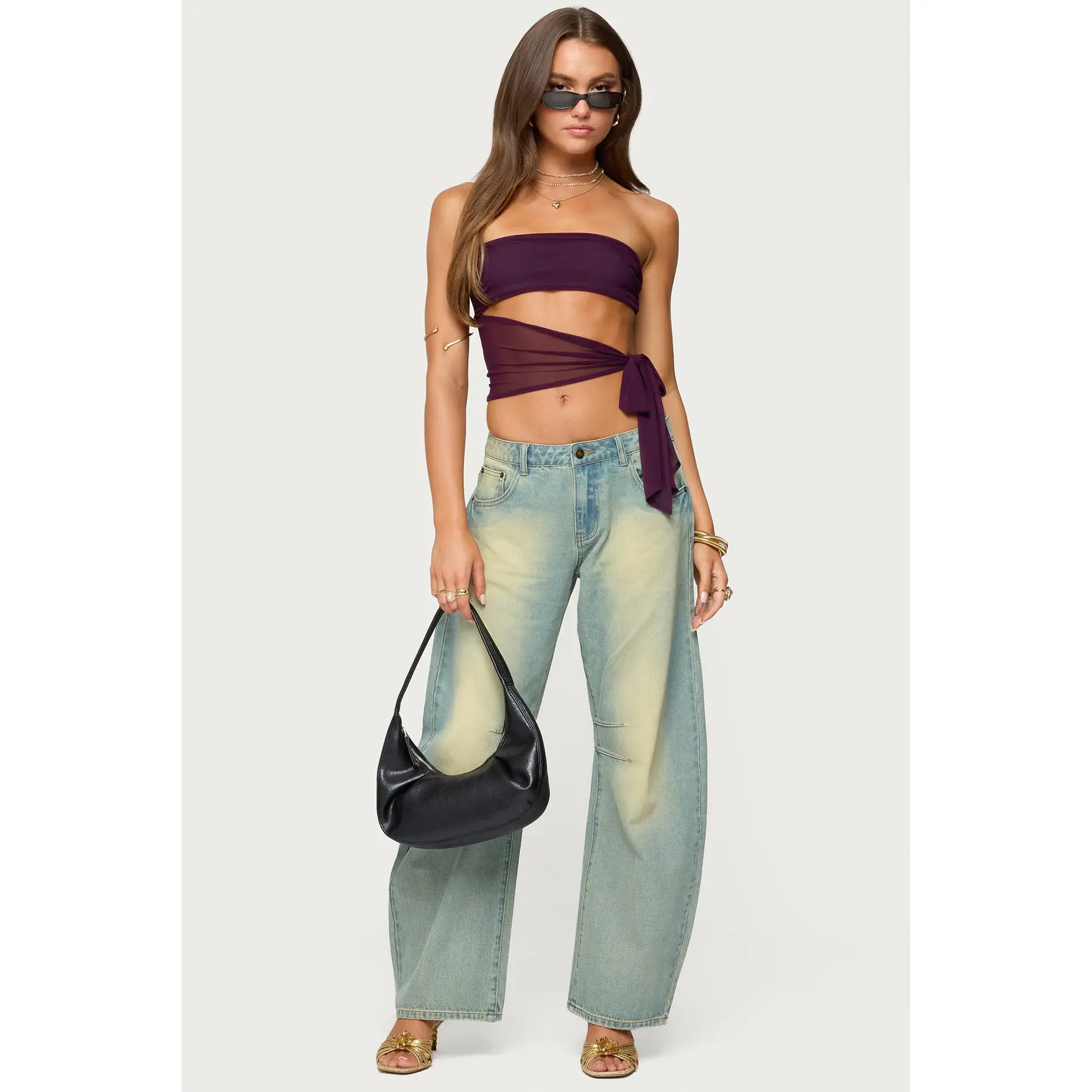 Cayden Washed Low Rise Barrel Jeans