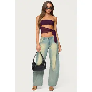 Cayden Washed Low Rise Barrel Jeans