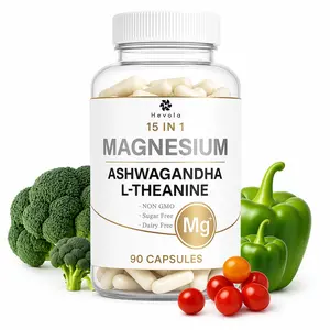 15-in-1 Natural Nutrient-Rich Complex Daily Vitamin Supplement - Magnesium Glycinate Supplement with Ashwagandha for Calm, Sleep Support