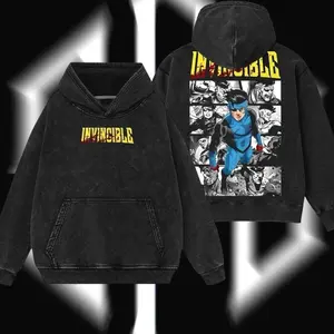 Superstyle Limited Edition Emperor Mark Grayson Invincible War Comic Double Printed Oversize Lightweight Acid Washed Tee TV Series Graphic Tee V84