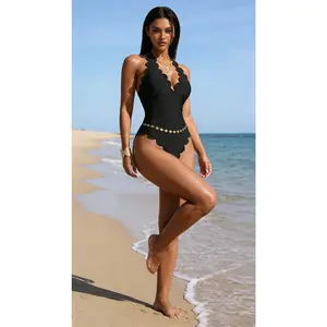 Women's Halter One-Piece Swimsuit – Trendy Summer 2026 High-Cut Cutout Bathing Suit, Tummy Control Sculpting Fit, Adjustable Tie Back, Solid Color Resort Swimwear for Beach, Pool & Vacation