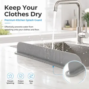 Silicone Sink Splash Guard, Flexible Water Barrier for Kitchen & Bathroom, Waterproof Countertop Protector to Keep Counters Dry & Clean