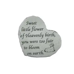 212 MAIN Small Heart-Sweet Little Flower Decorative Weatherproof Cast Stone Heart Plaque, Home Decoration Wall Display Sign