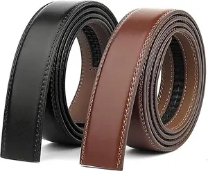 TINIDI Men's Ratchet Belt Strap Adjustable Leather Belts for Men 35mm 1 3/8", 125cm Replacement Strap Without Buckle, Black Brownmale belt Brown