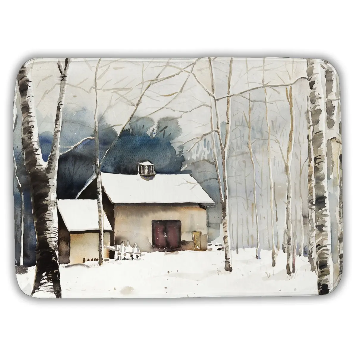 360 stand Farmhouse Rectangle Bathroom Floor Mat - 17x24 in, Rustic White Winter Barn Holiday Decor, Microfiber Cloth Foam Small Cozy Mat for Home Bathroom Use, Absorbent, Foam Bath Mats