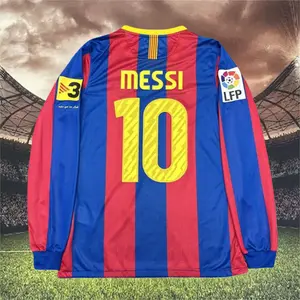 2010 2011 Home retro No.10 Messi long sleeve Soccer jersey