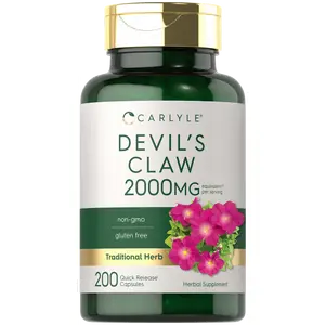 Carlyle Devils Claw 2000 mg | 200 Capsules | Concentrated Root Extract | Devils Claw Herbal Supplement | Non-GMO, Gluten Free Supplement