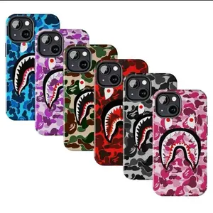 Shark Camo Collage Phone Case, Camo Shark For  iPhone 17 16 15 14 13 12 11 X XS Pro Max & Samsung Galaxy S26 Ultra S25 S24 S23 S22 S21 Plus Army Phone Case, The Rookie TV Series Movie  Inspired by the act trendy streetwear style gray camouflage