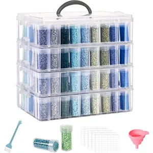 Painting Storage Container, 4-Tier Bead Organizer Box with 200 Slots, Stackable Crafts Organizers for DIY  Art Accessories Craft  Bead Storage