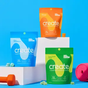 3 Pack Create Creatine Monohydrate Gummies for Men & Women, Strength, Orange, Blue Raspberry, Sour Green 90CT Healthcare Dietary