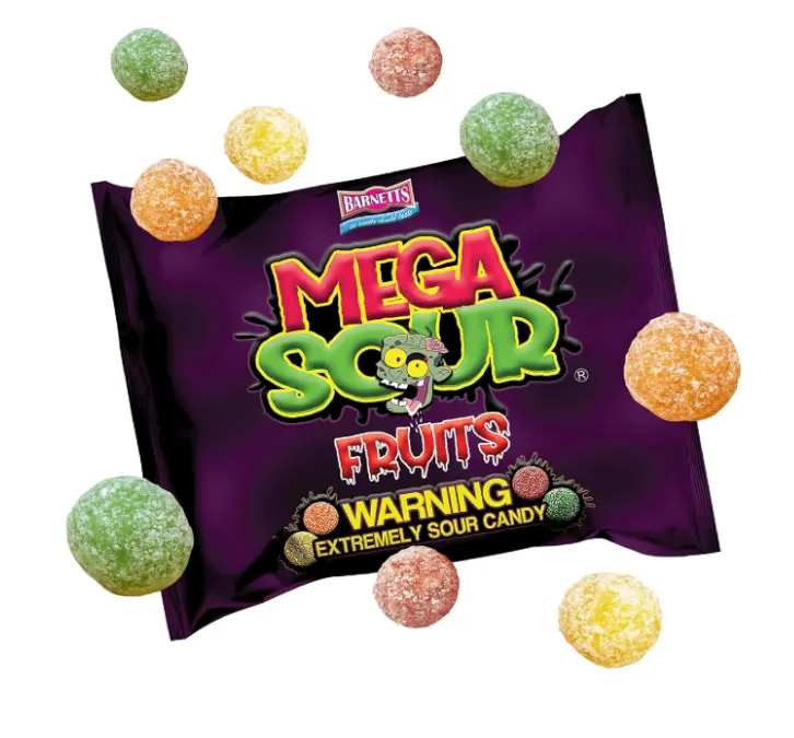 Barnetts - Mega Sour Candy Fruits 104g - Trendy Sweet Bags - Traditionally Handmade Sweets - Sour Coating Lasts 20 Seconds - Candies for Party Bag, Gift Hamper, or Hamper Box