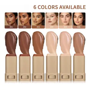 Moisturizing foundation stick with 6 color options - durable, lightweight formula, suitable for various skin tones, matte finish, waterproof facial makeup foundation stick, facial color moisturizer