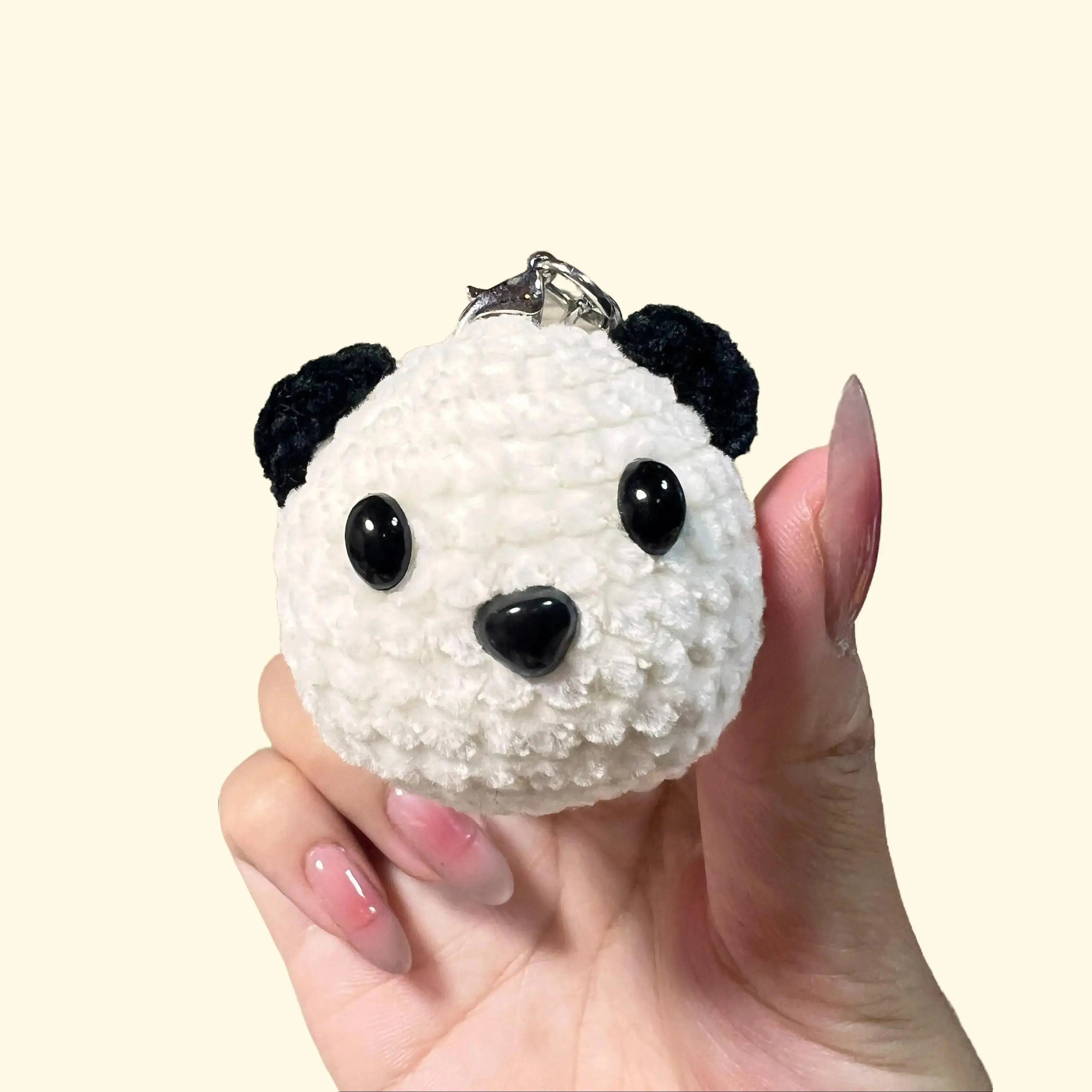 Handmade Amigurumi Crochet Panda Head Keychain