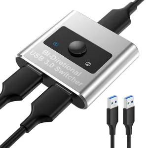 USB 3.0 Switch Selector for 2 Computers, USB Switcher Sharing 4 USB Devices Peripheral Hub for Mouse, Keyboard, Scanner, Printer; for Mac/Windows/Linux; 2 Pack USB Cables Included