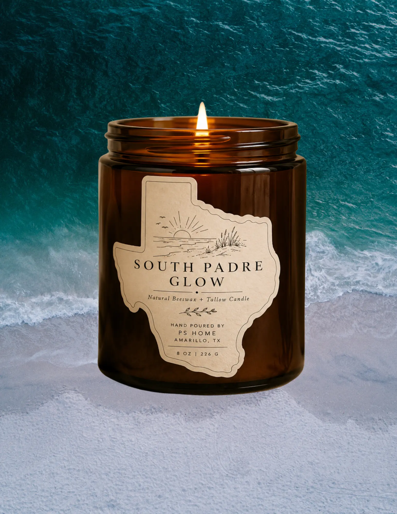 South Padre Glow - tropical and sugared citrus BEESWAX + TALLOW Candle