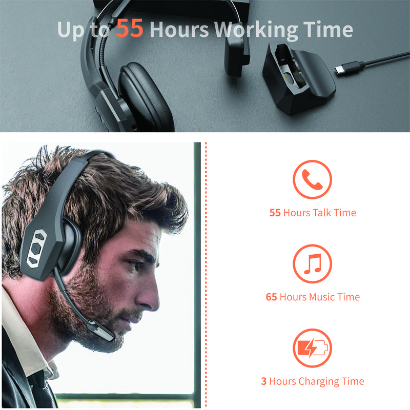 dh16b Noise Cancelling Headset  with 99% Noise Cancellation IP54 Protection Bluetooth Customizable Parrot Button for Clear Communication Adjustable headphones bluetooth wireless headphones