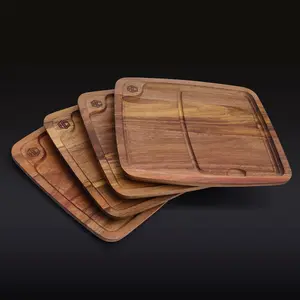 4-Piece Bistecca Wood Steak Plate Set 4-Piece Bistecca Wood Steak Plate Set