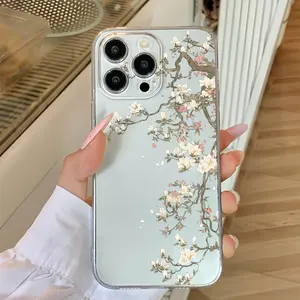 Elegant Floral Transparent Soft Phone Case, Compatible with iPhone Series, Perfect Gift for Couples & Friends, Ideal Holiday Present