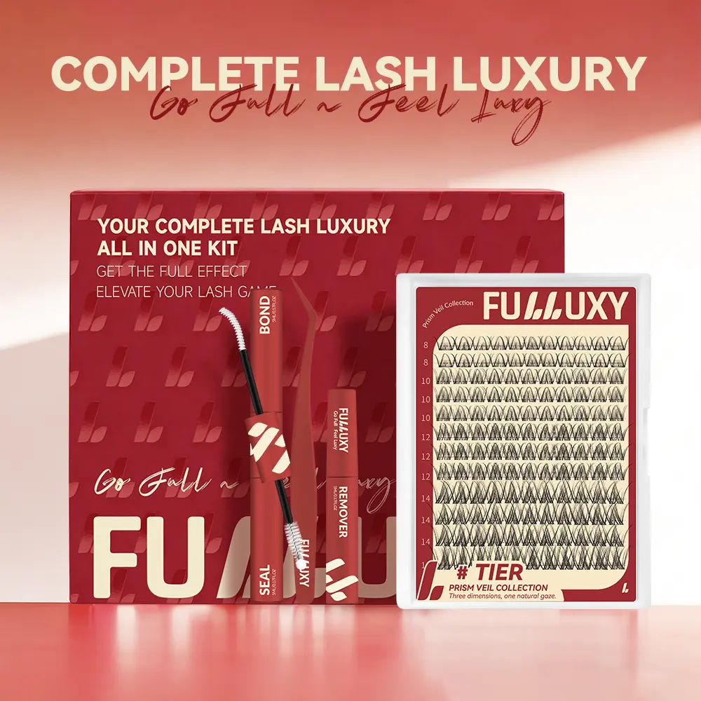 TIER | Fulluxy Prism Veil Collection | 3D Natural Cluster DD Curl, Breeze Spider Lashes Kim&Kylie Lashes Smudge-Proof Waterproof, Super Soft Thin Band, Beginner-Friendly Fluffy DIY Design for Natural Daily Glowup & Voluminous Look Makeup Cosmetic