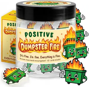60 Positive Dumpster Fire Cards Jar - Emotional Support Dumpster Fire With Affirmation Cards - Appreciation Gifts For Coworkers - Encouragement Gifts For Coworkers - Coworker  For Women