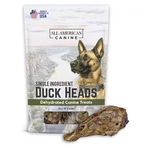 Duck Heads High Value Dental Chews - 10 Natural Single Ingredient Chewy Digestible Low-Fat Dehydrated Dog Treats for Training Enrichment Teeth Cleaning US Made Dried Animal