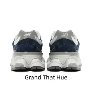 Navy Gray Two Tone Multi Layer Chunky Dad Sneakers Suede Mesh Splicing Upper Sculpted Segmented Cushion Midsole Non Slip Rubber Outsole Retro Neutral Street Style Daily Walking Shoes