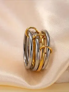 Stackable Interlinked Ring, Stackable Rings, Stacking Rings, Fashionable Trendy Stainless Steel Ring, Fashionable Jewelry for Women & Men for Party, Banquet, Holiday Gift