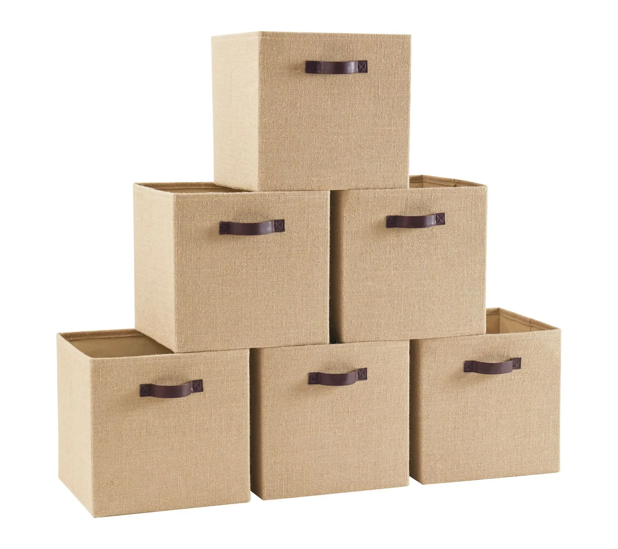 Ornavo Home 6 Pack 13"in Jute Storage Cube BinsShelf Baskets Ornavo Home 6 Pack 13"in Jute Storage Cube BinsShelf Baskets