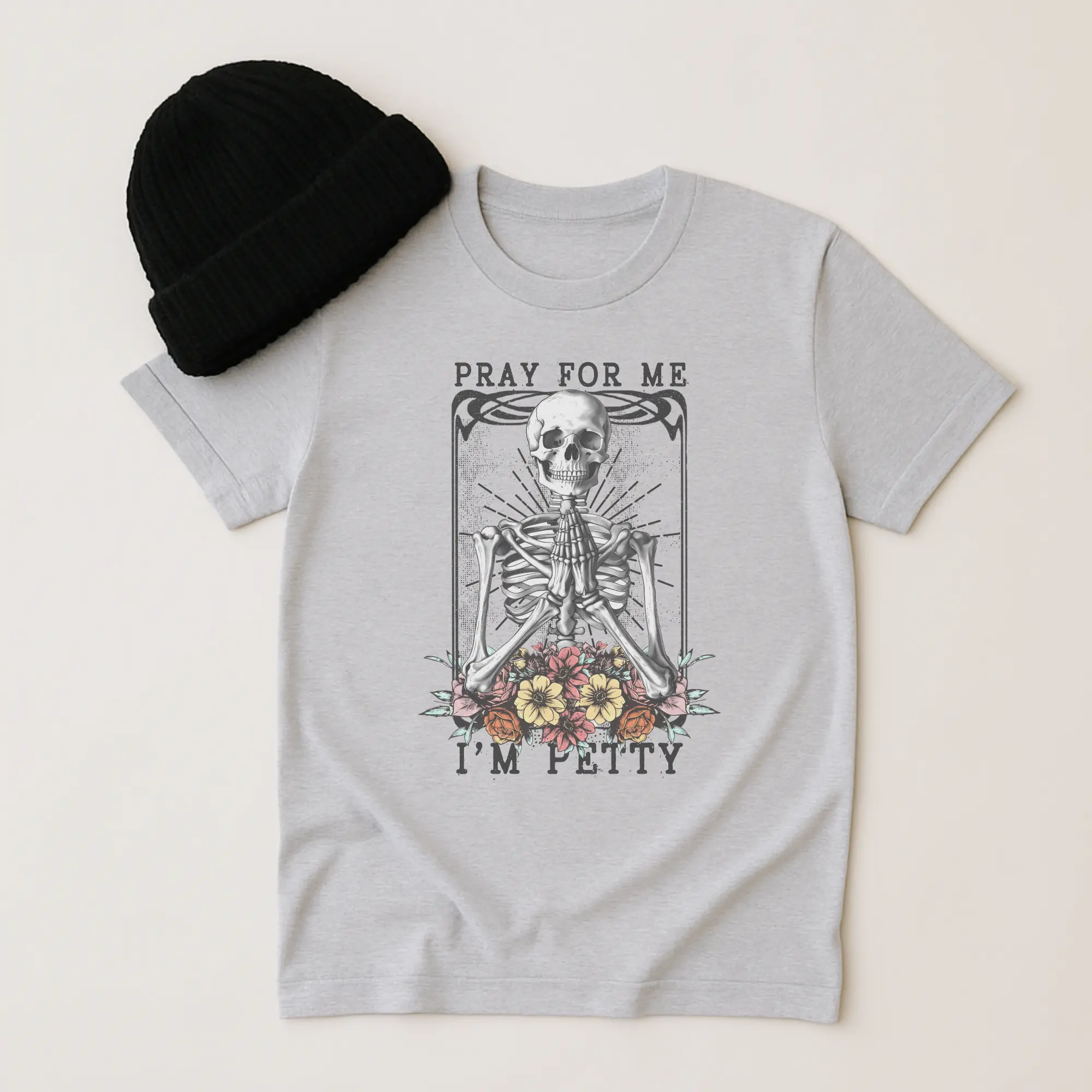 Pray For Me I’m Petty Bleached Shirt - Green - Unisex - Gildan Sublimation Cotton Fabric funny graphic