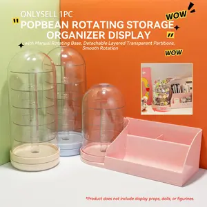 360° Rotating Storage Display Box, Display Stand, Transparent Layered Storage Organizer, Suitable for Dimoo, Hirono and Molly Collectible Figures