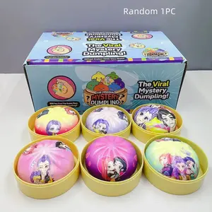Random 1PC exorcism girl group cartoon character dumplings, squid sensory toys with cage, soft texture, stretchable and pressure reducing Fidget toys, Squeeze Toy for Stress Relief, surprise blind boxes, ideal choice for birthday gifts, classroom rewards