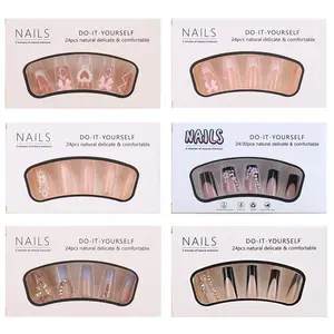 144 Piece Nail Art Set, Various Shapes Design Full Coverage Manicure Kit, Includes Jelly Glue & File, Enhance Your Style