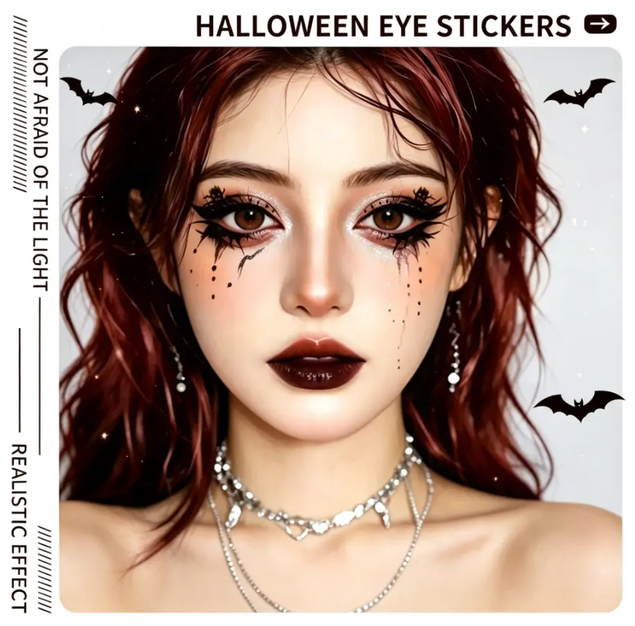 Halloween Face Tattoo Stickers - Pumpkin & Spider Web Patterns, Removable Waterproof Body Decor for Themed Parties & Cosplay, Quick Application & Clean Removal