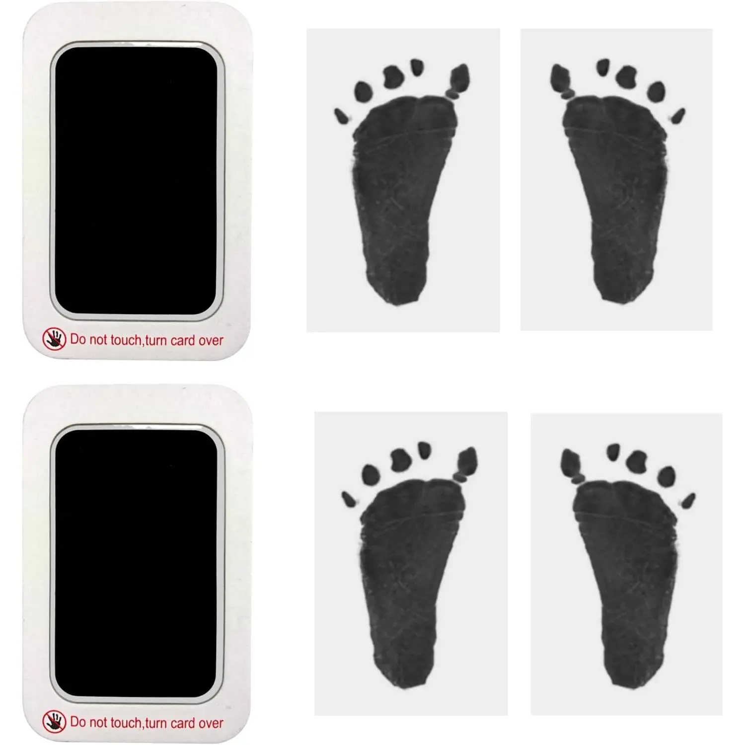 Footprint and Handprint Kit, 2 Black Inkless Print Pads + 4 Imprint Cards,  Paw Print Kit Clean Touch Ink Pad  Keepsake  for  and Pets Printing Touch Imprints