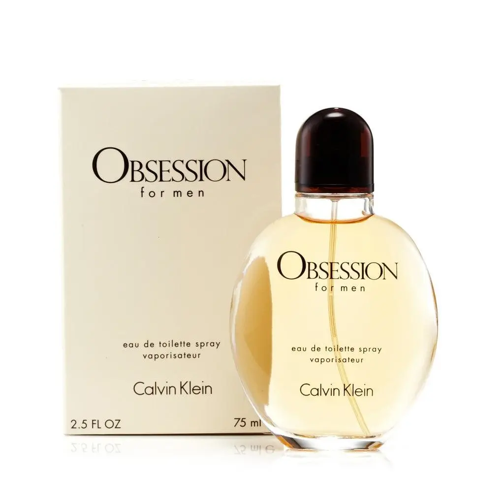 Calvin Klein Obsession for Men Eau de Toilette Spray 2.5 oz / 75 ml - Long Lasting Men's Designer Cologne