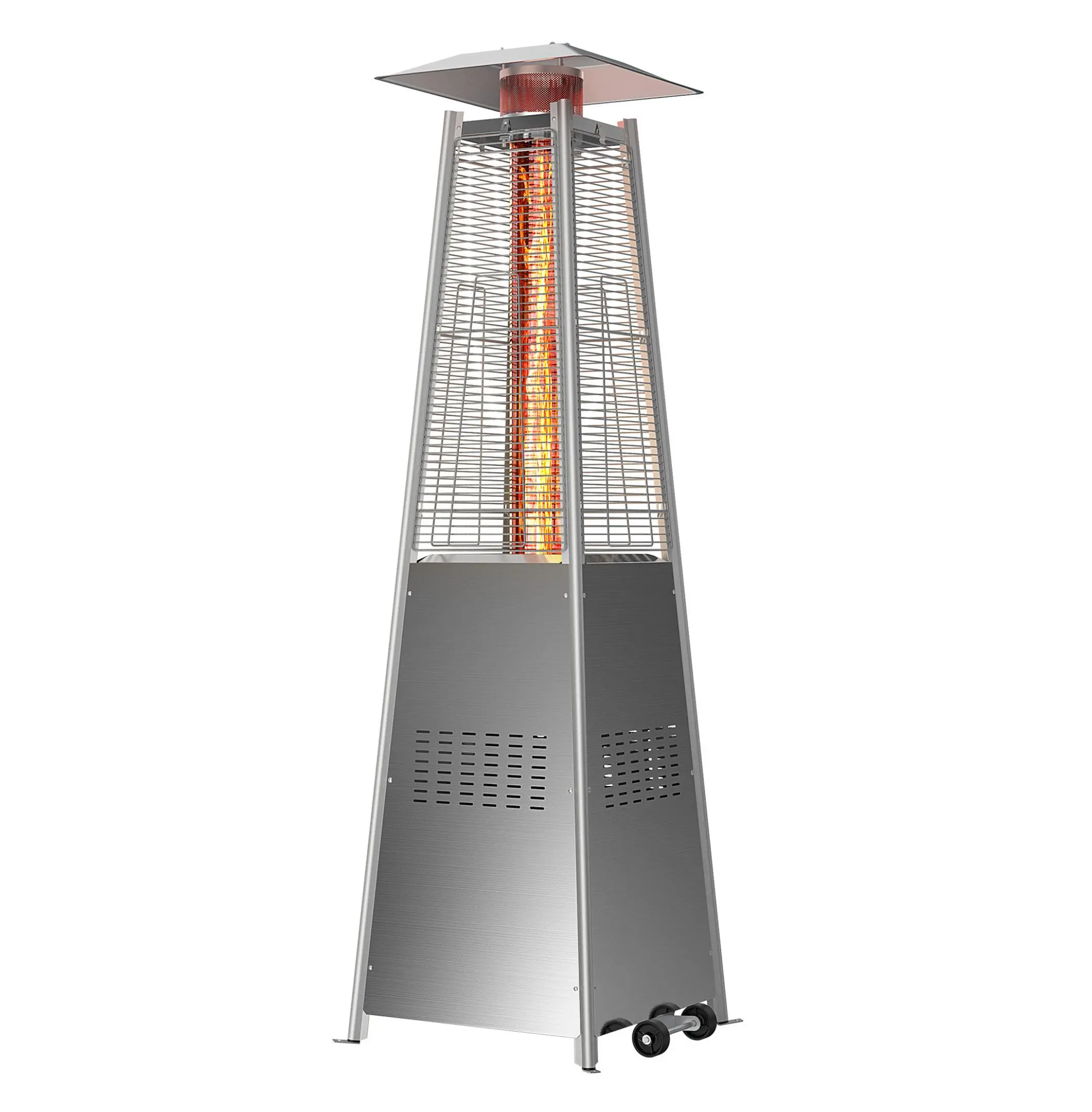 Patio Heater 48000 BTU Outdoor Propane Heater with Wheels & LED Light - Portable Patio Gas Heater for Garden, Deck, Backyard - Easy Ignition & Safety Tilt Switch