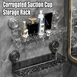 New No Drill Corrugated Suction Cup Shelf, Wall Mounted organizer for Bathroom Kitchen Bedroom, Bathroom Organizing Accessories, Removable & Reusable Storage Rack