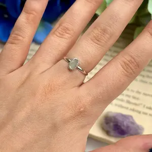 Handmade Sterling Silver White Sea Glass Ring (Size 6.5)