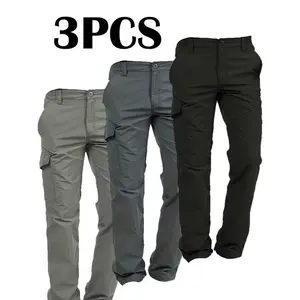 3pcsMen's Flap Pocket Waterproof Cargo Pants, Regular Fit Sport Quick Drying Jogger Trousers, Pants for Men, Men's Joggers for All Seasons(Sheet)