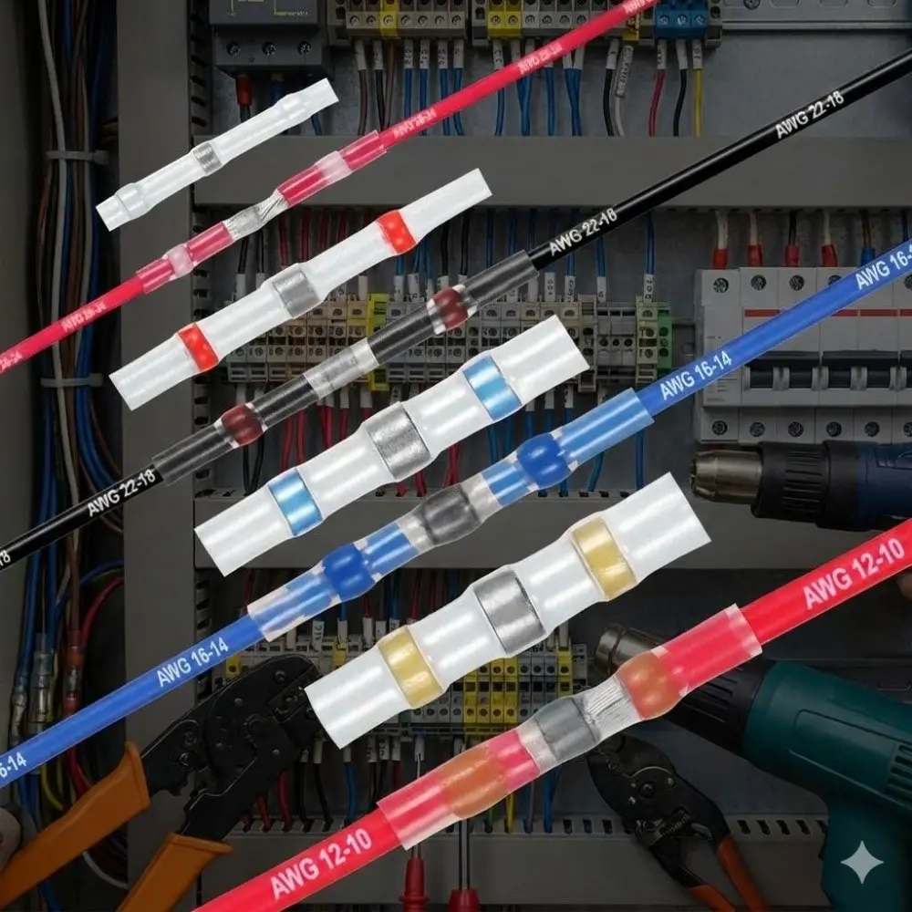 Waterproof Heat Shrink Wire Connector Kit: Automotive Terminals, DIY Repair Tools, Insulated Splice Tubes, Solder Heat Shrink, Universal Cable Set, Crimping Tool, Harness Repair, Electrical Sleeves, Heat Shrink Terminals, Electrician Tools.
