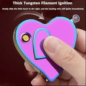 [Lighter only (Without Butane)]Cool No Gas Lighters,Love Shape Red FlameWindproof Lighters,Jet Flame Adjustable FlameRefillable Butane for Girls Men Friends Gifts